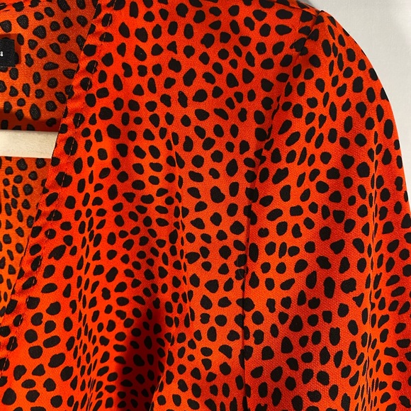 Nasty Gal Red/Black Dot Print Cropped Long Sleeve Blouse Top Women’s Size 6 - Picture 6 of 6